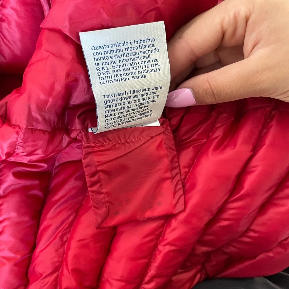 Moncler red puffer jacket size 1